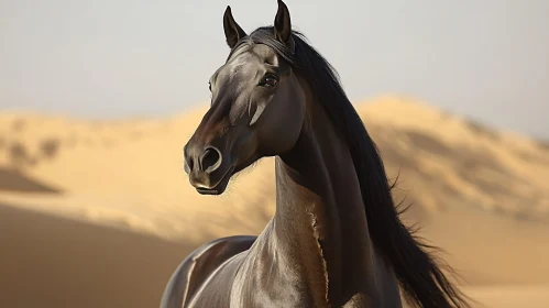 Elegant Stallion in Desert