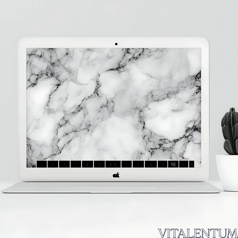 Sleek Laptop Displaying Elegant Marble Texture AI Image