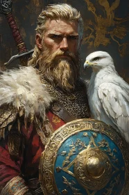 Viking Warrior Portrait with White Eagle