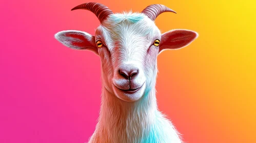 Colorful Goat Art with Vibrant Background