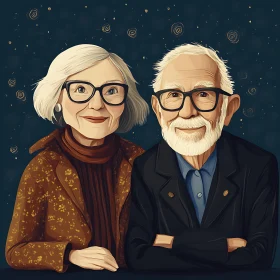 Charming Old Couple Portrait with Style