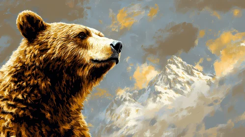 Bear with Mountain Backdrop