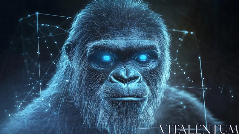 AI ART Cyberpunk Gorilla Digital Illustration