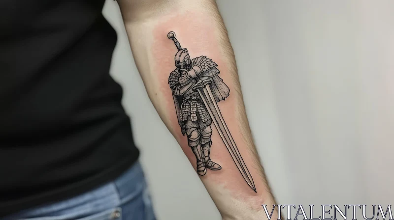 AI ART Arm Tattoo of Armored Warrior