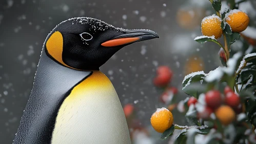 Serene Penguin in Snowy Scene