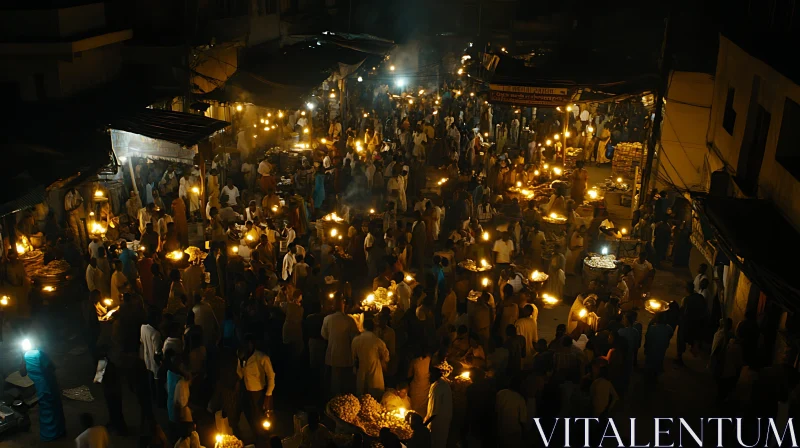 AI ART Nighttime Crowd with Candles