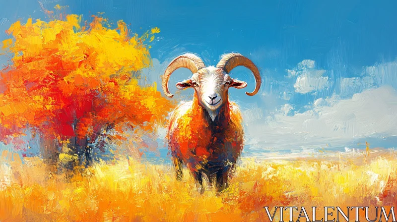 Colorful Abstract Ram Painting AI Image