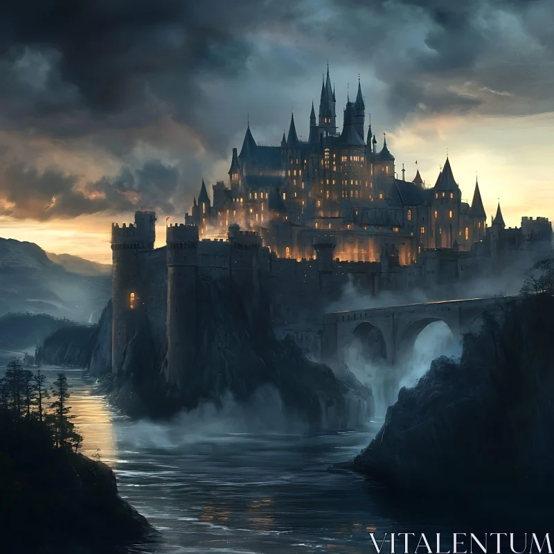 AI ART Fantasy Castle on Cliffs