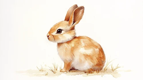 Gentle Rabbit Watercolor Art