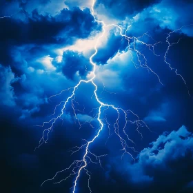 Electrical Storm Over Dark Blue Sky