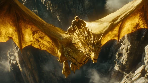 Man Riding Golden Dragon