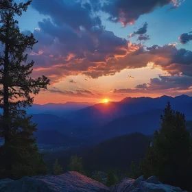 Sunset Over Mountain Peaks