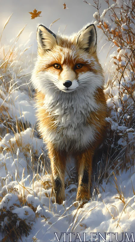 Fox in Winter Landscape AI Image