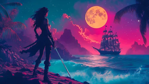 Moonlit Pirate Adventure on Tropical Island