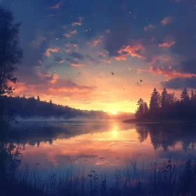 Tranquil Sunset Over Still Waters