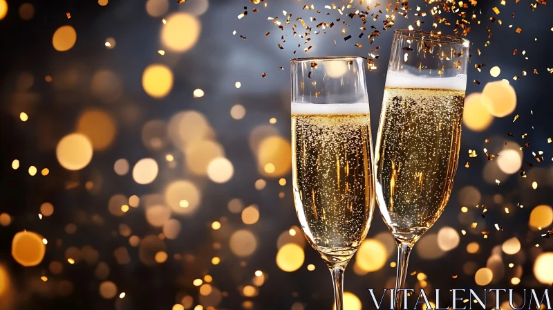 Golden Celebration with Champagne Flutes AI Image