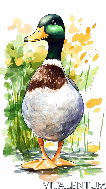 Duck in Nature Illustration AI Image