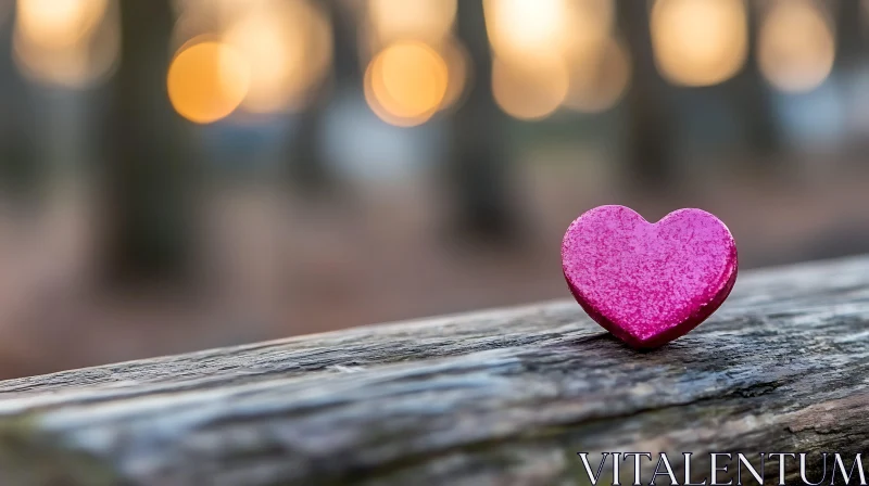 Pink Heart on Wooden Surface AI Image