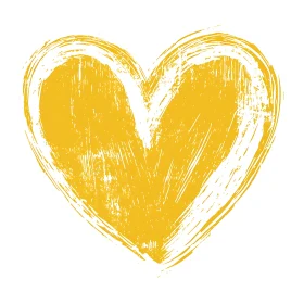 Textured Yellow Heart on White