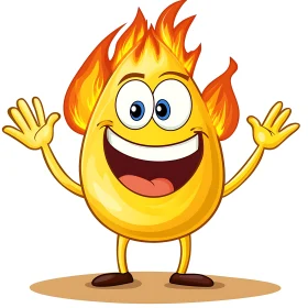 Happy Animated Flame with Big Smile