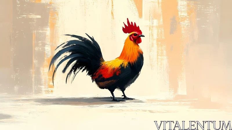 Artistic Depiction of a Vibrant Rooster AI Image