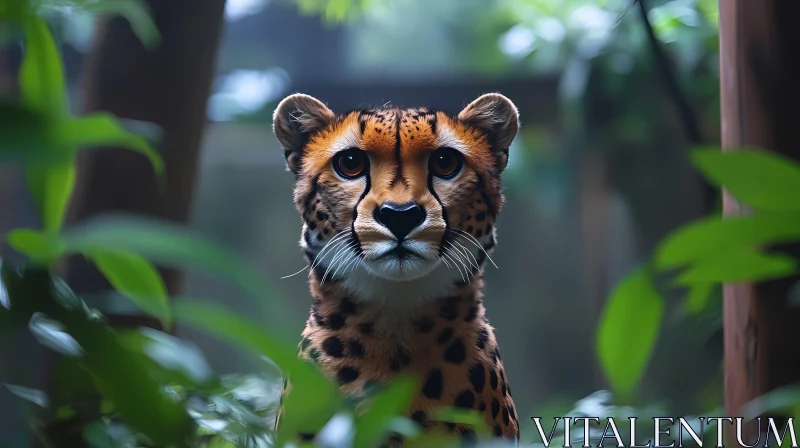 Cheetah Amidst Lush Greenery AI Image