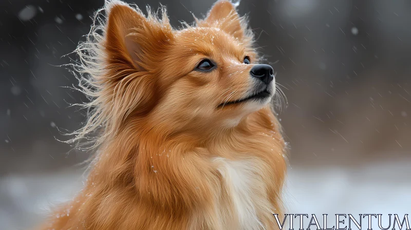 Dog Portrait in a Snowy Setting AI Image