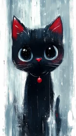 Whimsical Black Cat Artwork