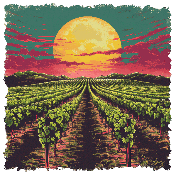 POD Design Vibrant Vineyard Sunset T-Shirt Design