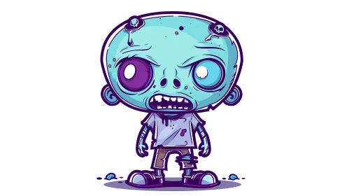 Blue Zombie Cartoon Illustration