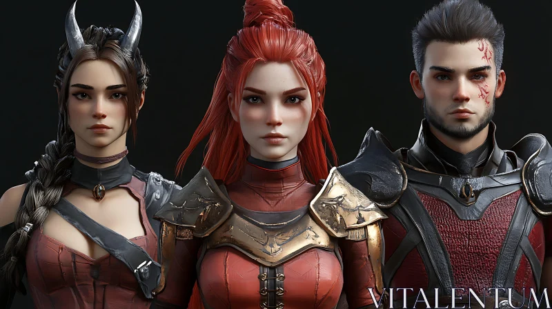 AI ART Fantasy Character Trio in Armor