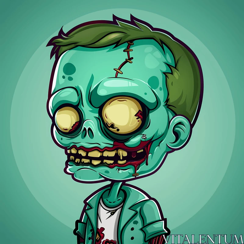 Cartoon Zombie Boy Illustration - Suitable for Children's Books AI Image