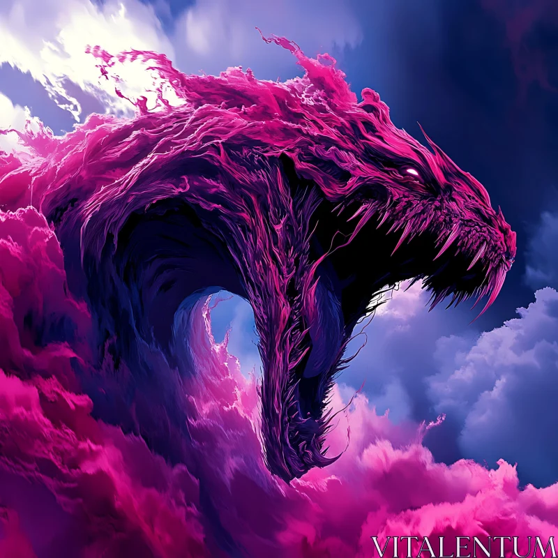 AI ART Pink Cloud Dragon in the Sky