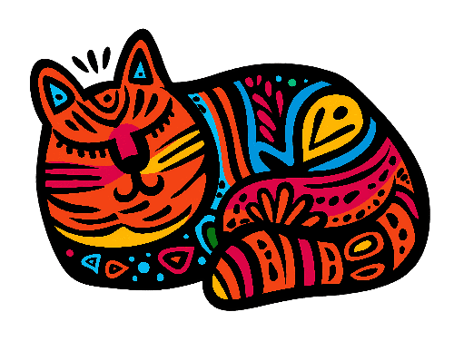 Colorful Abstract Vector Illustration of Sleeping Cat