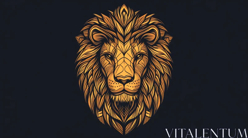 Lion Head Illustration AI Image