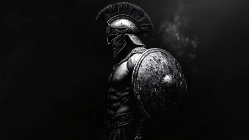 Ancient Warrior in Darkness: A Spartan Portrait