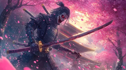 Bloodied Katana and Cherry Blossoms