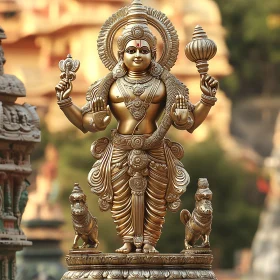 Ornate Gold Statue of a Hindu God