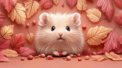 Charming Hamster Amidst Fall Foliage