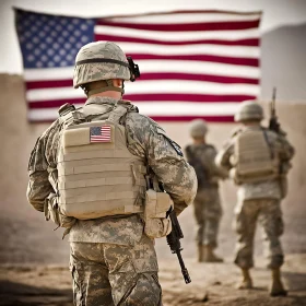 US Army Soldiers with Flag