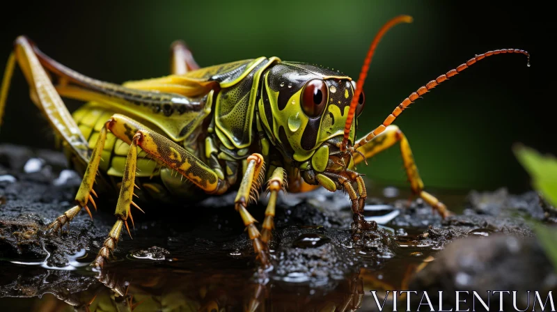 Detailed Portrait of a Grasshopper - Contemporary Wildlife Photography AI Image