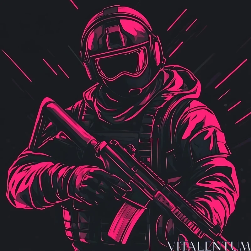 AI ART Tactical Soldier in Neon Pink Armor