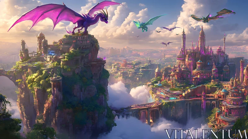 AI ART Dragons Flight Above Ancient Realms