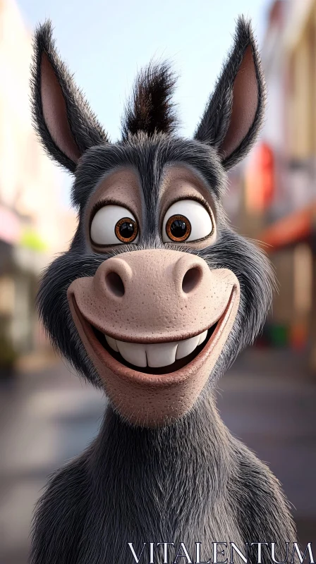 Playful Cartoon Donkey Character AI Image