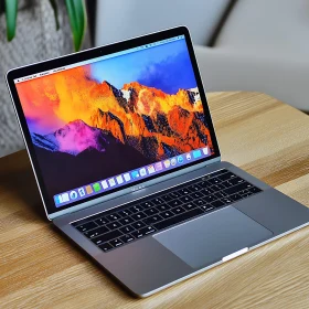 Sleek Laptop with Colorful Mountain Display
