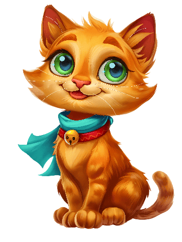 POD Design Joyful Cartoon Cat with Green Eyes and Blue Scarf