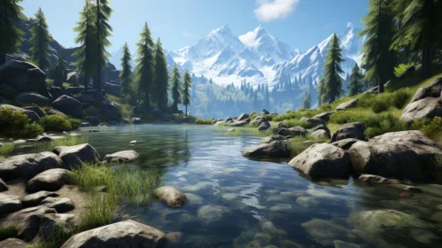 Serene Mountain Stream Landscape