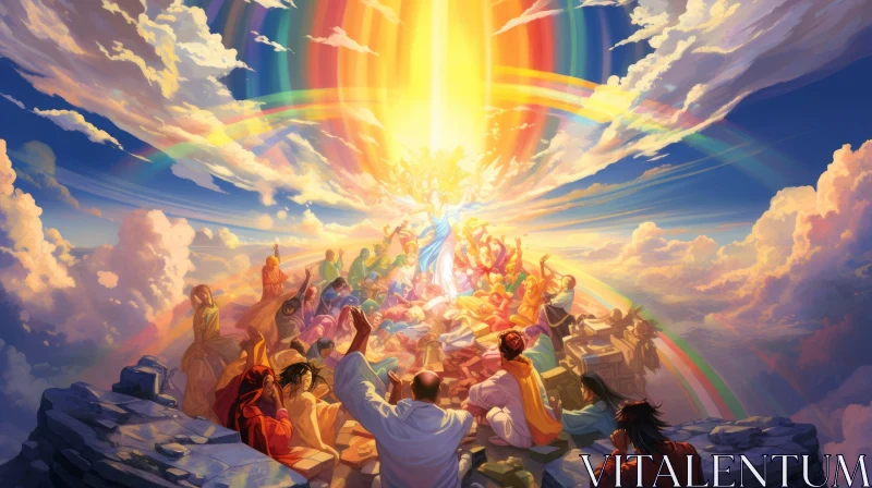 The Glory of the Holy Spirit - Vibrant Illustration in Rainbowcore Style AI Image