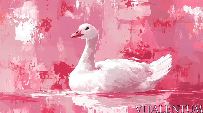 Graceful Swan in Pink Abstract Setting AI Image