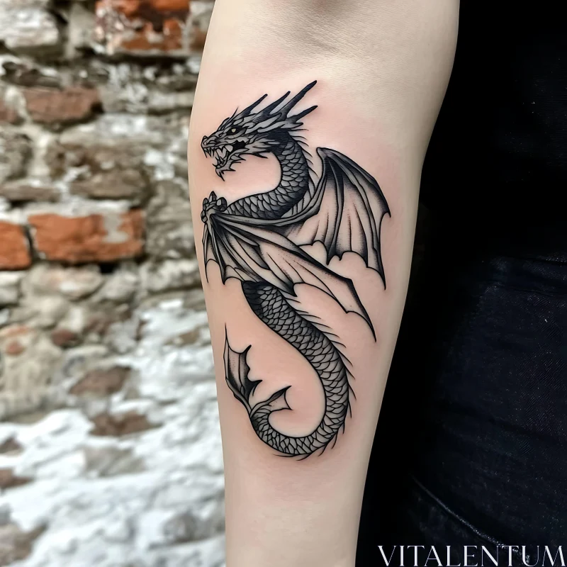 Winged Serpent Tattoo Design AI Image